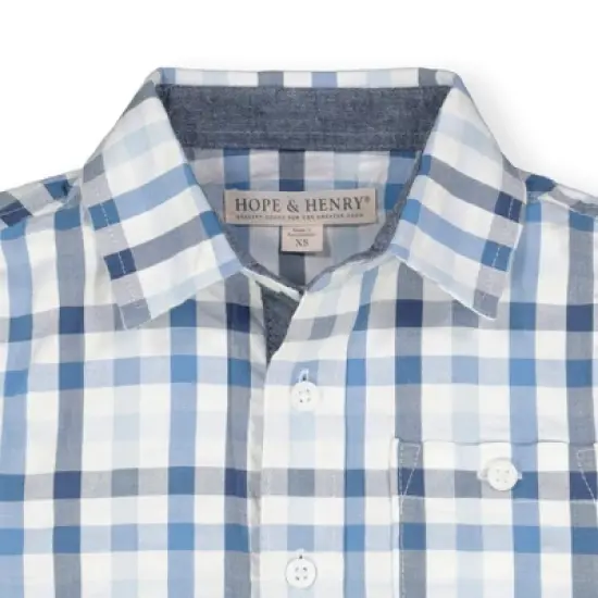 Hope & Henry Boys' Seersucker Short Sleeve Button Down Shirt, Kids image {1}