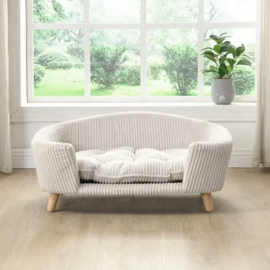 Christopher Knight Home Floyd Modern Upholstered Dog Bed for Small Dog with Rubberwood Legs image {1}