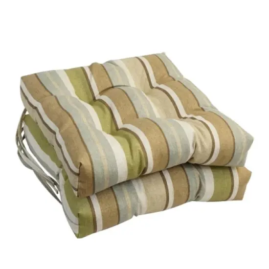Blazing Needles, 16-inch Spun Polyester Outdoor Square Tufted Chair Cushions (Set of 2) image {3}