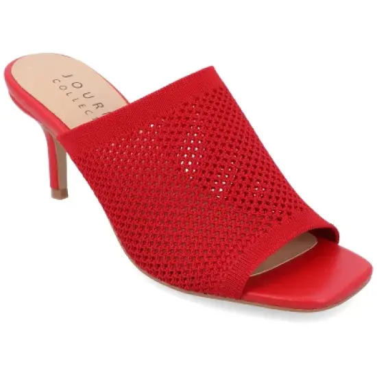 Journee Collection Womens Leighton Soft Knit Slip On Open Toe Pumps image {11}