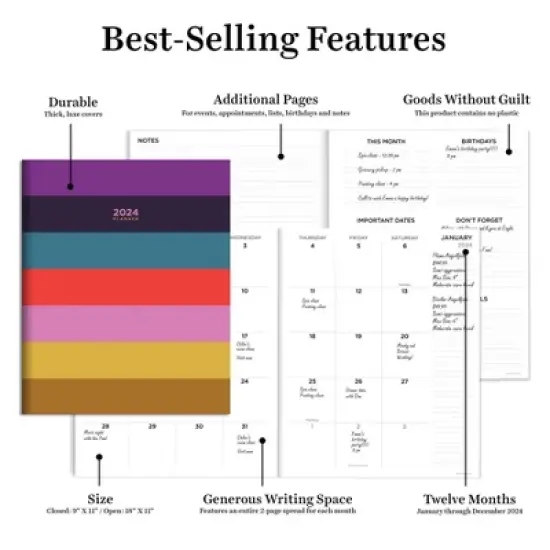 TF Publishing 2024 Monthly Planner 11"x9" Stripe image {4}