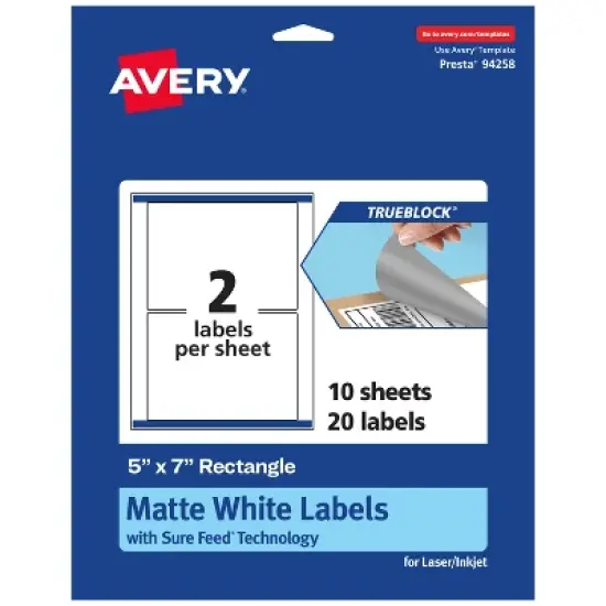 Avery TrueBlock Matte White Paper Labels,  5" x 7" Rectangle image {8}