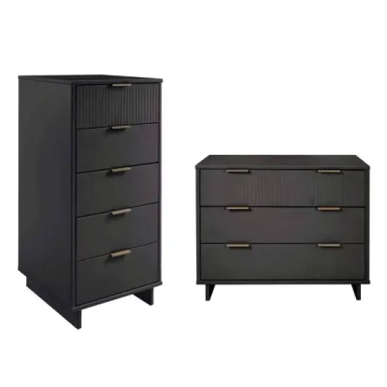 Manhattan Comfort 2pc Granville Narrow Chest and Dresser Bedroom Set image {19}