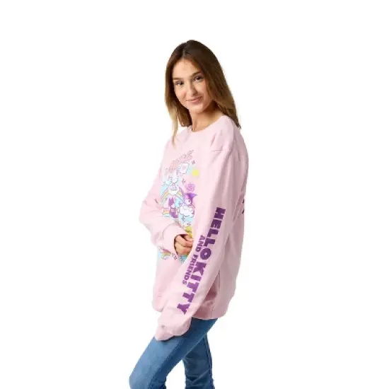 Hello Kitty & Friends Riding Rainbow Women's Cradle Pink Crew Neck Long Sleeve Sweatshirt image {2}