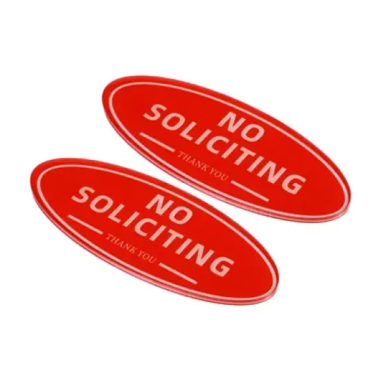 Unique Bargains Acrylic Self-Adhesive Home Business No Soliciting Sign 2 Pcs image {5}