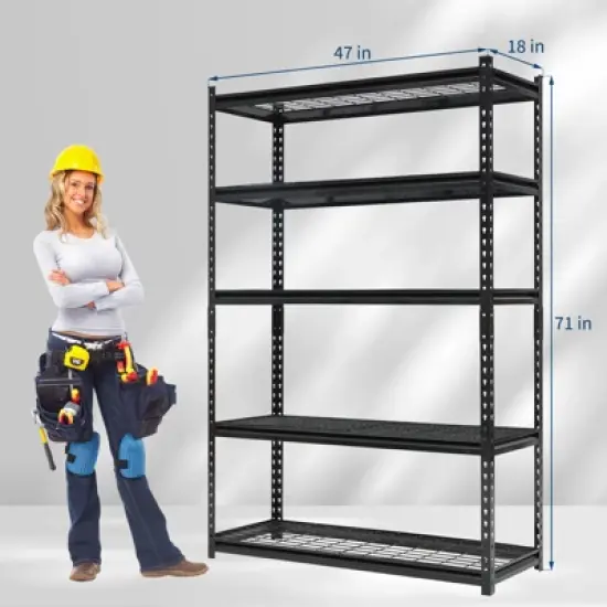 5 Tier Storage Shelving Unit, 2200 LBS Capacity Metal Adjustable Storage Shelves, Utility Storage Rack, Industrial Shelving Unit for Kitchen image {1}