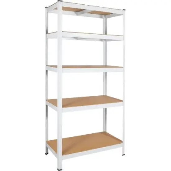 LIVAREEmlen 5 Tier Laminated White Metal Baker's Racks,Adjustable Storage Utility Rack for Warehouse Basement Pantry image {4}