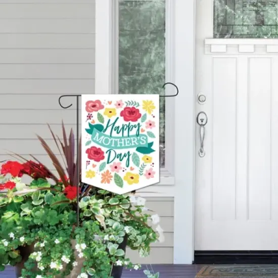 Big Dot of Happiness Colorful Floral Happy Mother's Day - Outdoor Home Decorations - Double-Sided We Love Mom Party Garden Flag - 12 x 15.25 inches image {5}