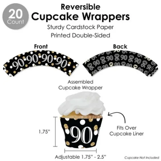 Big Dot of Happiness Adult 90th Birthday - Gold - Birthday Party Favors and Cupcake Kit - Fabulous Favor Party Pack - 100 Pieces image {3}