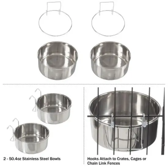 Pet Adobe Stainless-Steel Hanging Dog Bowl Set image {4}