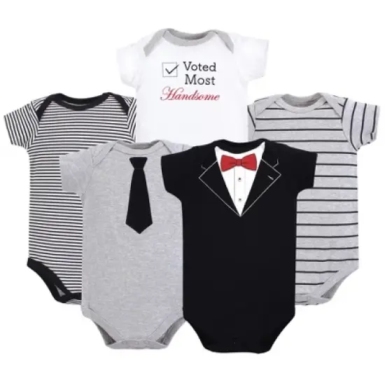 Little Treasure Baby Boy Cotton Bodysuits 5pk, Tuxedo image {3}