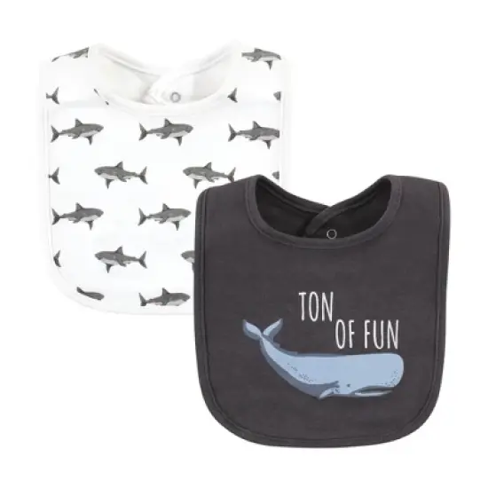 Hudson Baby Infant Boy Cotton Bibs, Boy Whale Shark, One Size image {6}