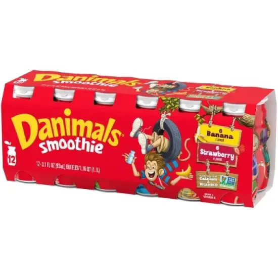 Danimals Strawberry & Banana Split Kids' Smoothies - 12ct/3.1 fl oz Bottles image {14}