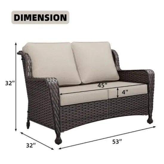 UPTIOT Wicker Outdoor Patio Loveseat image {2}
