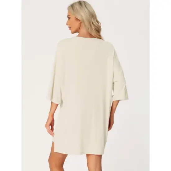 cheibear Women's Knit Loose Fit T-Shirt with Biker Shorts Lounge Sleepwear Pajama Sets image {4}