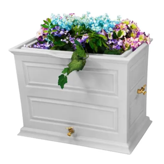 Good Ideas Savannah 50 Gal Colonial Rain Barrel Planter w/ Brass Spigot (2 Pack) image {1}