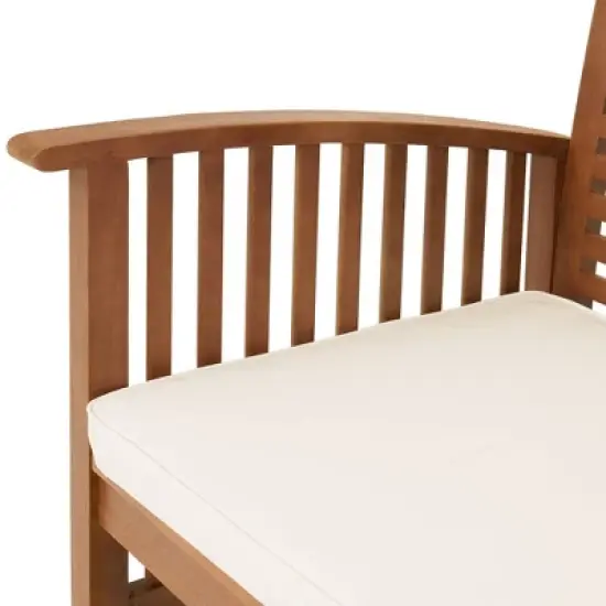 Lyndon 4pc Eucalyptus Wood Outdoor Conversation Set with Bench, Chairs & Table - Alaterre Furniture image {7}