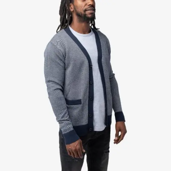X RAY Men's Herringbone Cardigan Sweater image {2}