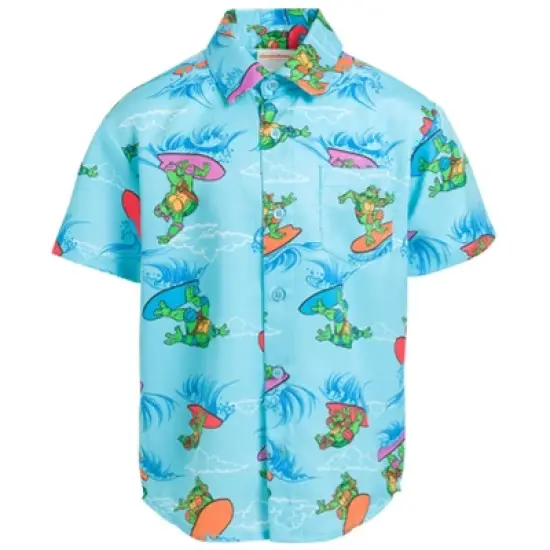 Teenage Mutant Ninja Turtles Leonardo Michelangelo Raphael Hawaiian Button Down Shirt Toddler to Big Kid image {10}