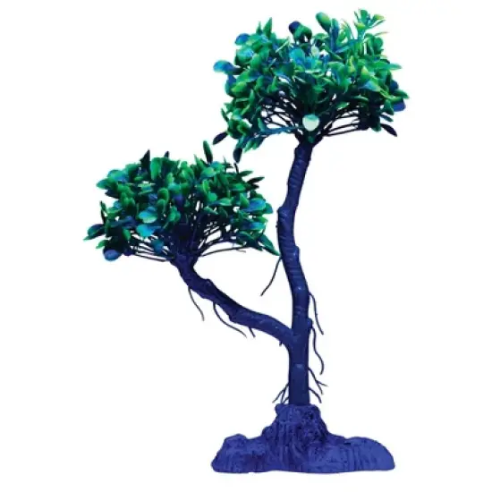 GloFish Green Fluorescent Mangrove Tree Plant under Blue LED Light Aquarium Decor image {2}
