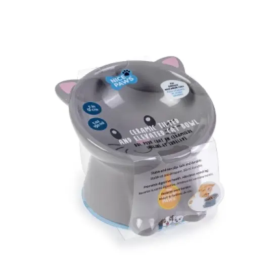 Nice Paws Tilted Cat Bowl Gray - 5 inch image {2}