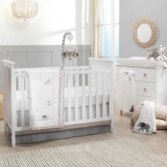 Lambs & Ivy Linen Safari Gray Giraffe Stuffed Animal Toy - Stretch image {4}