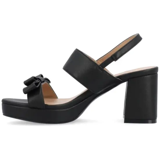 Journee Collection Womens Brookan Sling Back Covered Block Heel Platform Sandals image {1}