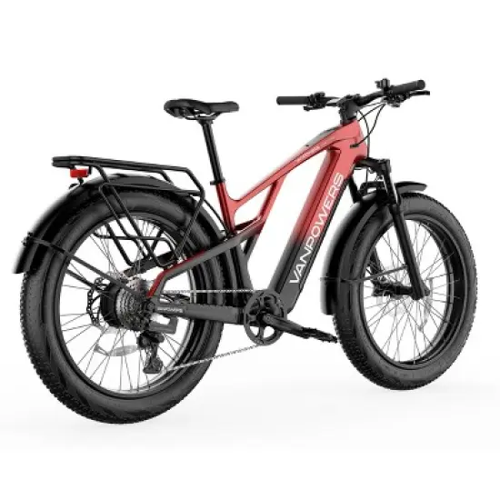 Vanpowers Adult GrandTeton Pro 2.29' Step-Over 750W Hub Motor Electric Bike - Red/Black image {2}
