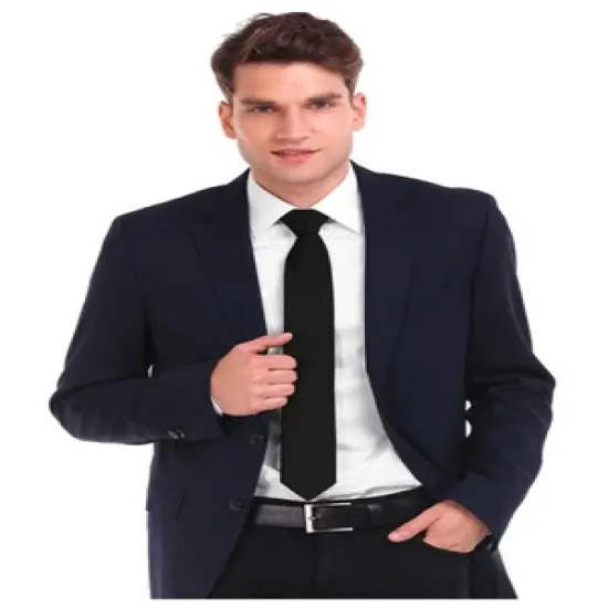 TheDapperTie Men's Purple Solid 2.75 Inch Width Slim Necktie With Hanky image {3}