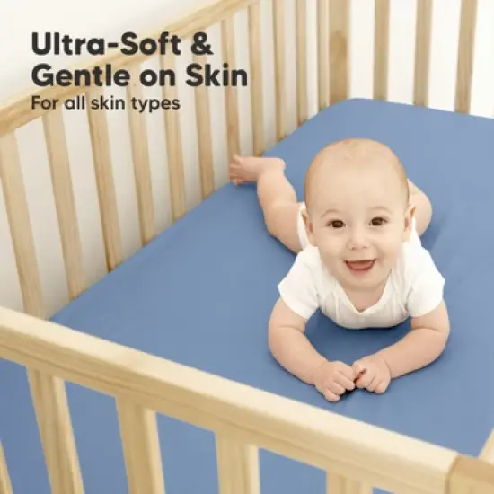 KeaBabies Waterproof Crib Sheets for Boys, Girls, 2pk Baby Fitted Crib Sheet, Waterproof Crib Mattress Protector Sheets image {4}