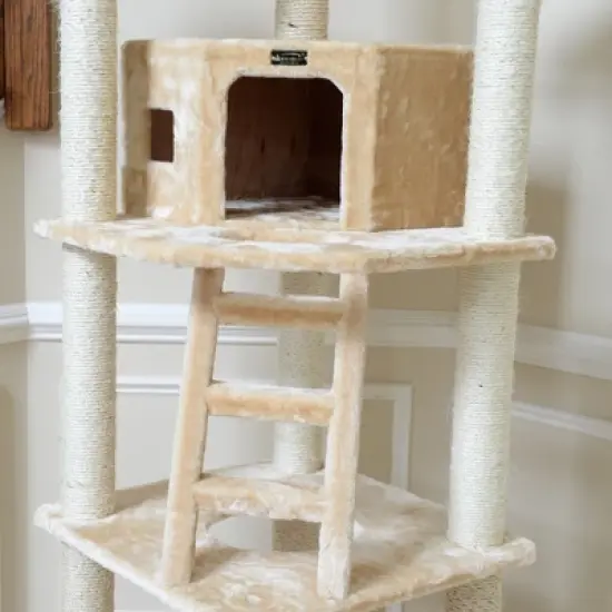 Armarkat Multi-function Real Wood Cat Tower W Spacious Condo, Perches A8001, Beige image {4}