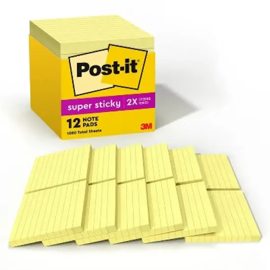 Post-it Canary Yellow Note Pads Lined 4 x 4 90-Sheet 12/Pack 67512SSCP image {9}