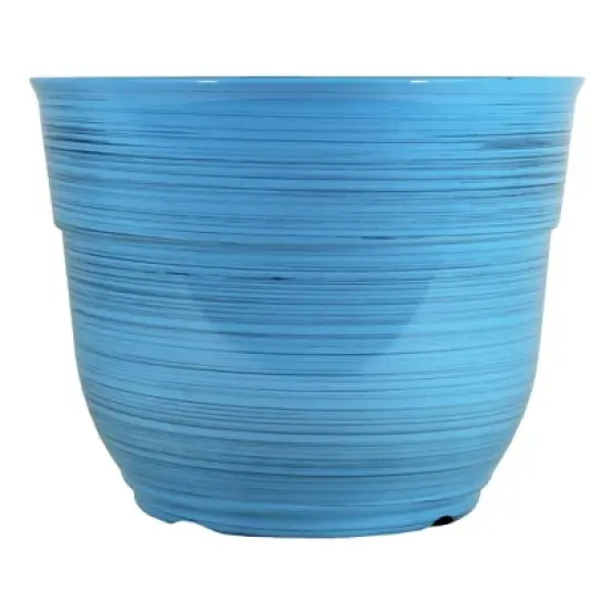 Garden Elements Indoor/Outdoor Glazed Brushed Happy Plastic Planter, Large, 15in image {5}