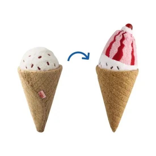 HABA Biofino Ice Cream Venezia - 2 Pretend Play Plush Cones with Reversible Scoops (4 Flavor Combos) image {3}