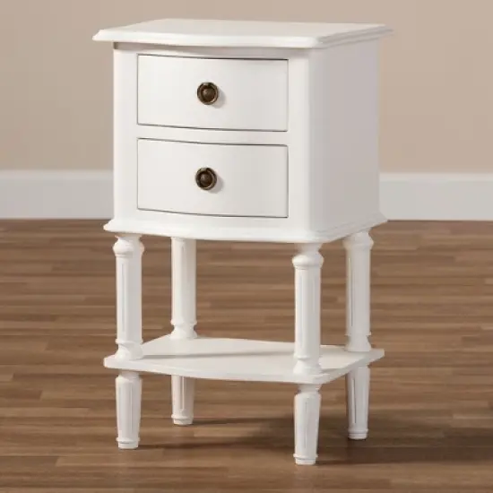Audrey Finished 2 Drawer Nightstand White - Baxton Studio image {7}
