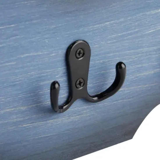 Okuna Outpost Whale Tail Wall Hook for Nursery, Coat Rack with 3 Hooks, Nautical Home Decor (15.5 x 6.75 x 1 in, Blue) image {5}
