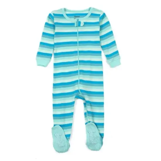 Leveret Kids Footed Boys Striped Cotton Pajamas image {9}