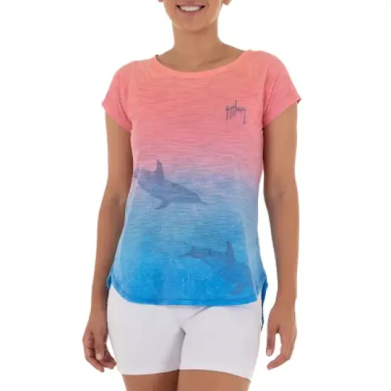 Guy Harvey Women's Dolphin Time Short Sleeve Slub Tee image {4}