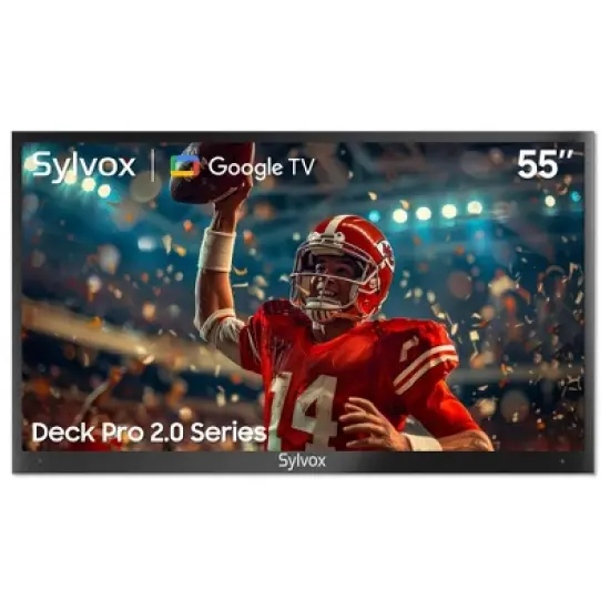 SYLVOX 55" Outdoor TV, 1000nits Google Smart TV Built-in Google Assistant, Chormecast, IP55 Waterproof Outside TV for Partial Sun (Deck Pro 2.0) image {12}