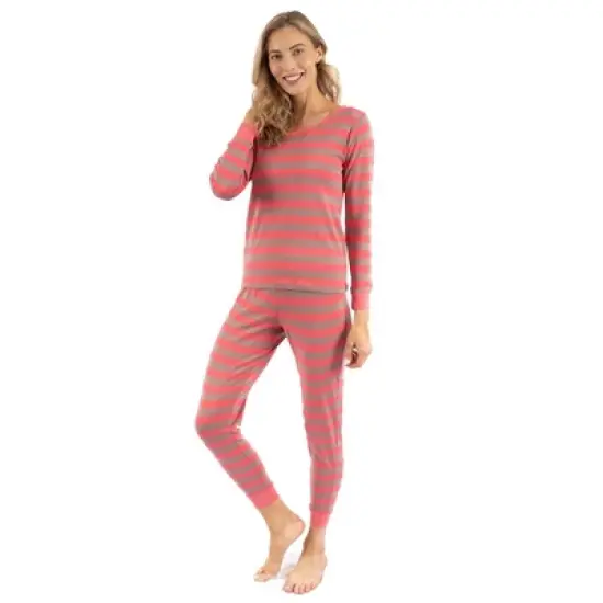 Leveret Womens Two Piece Cotton Striped Pajamas image {9}