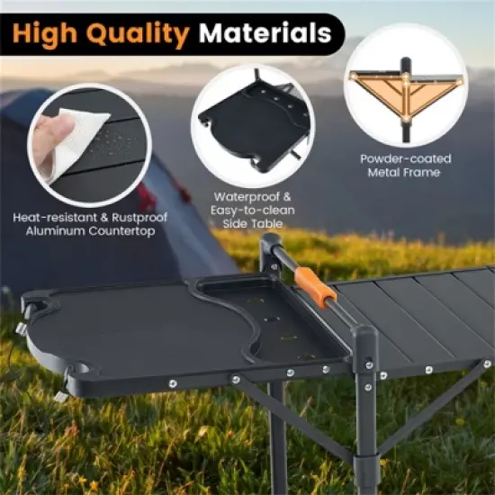 FURNIinspire Outdoor Grills, Griddles and Smokers Professional Camp Kitchen System, for Backcountry, Group Camping, Black, 75.03"*19.23"*6.24" image {4}