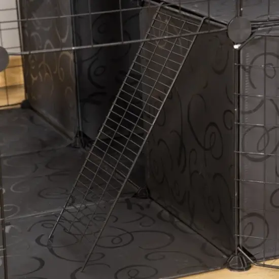 PawHut Pet Playpen Small Animal Cage 56 Panels with Doors, Ramps and Storage Shelf for Rabbit, Kitten, Chinchillas, Guinea Pig and Ferret image {5}