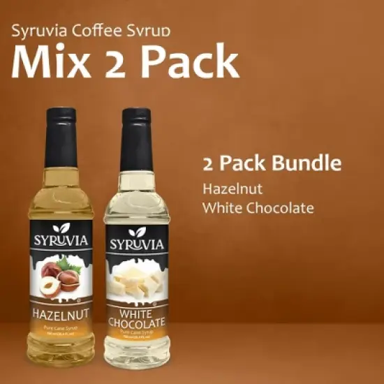 Syruvia Coffee Flavors Variety Pack: Hazelnut & White Chocolate 25.4 fl oz Syrup image {5}