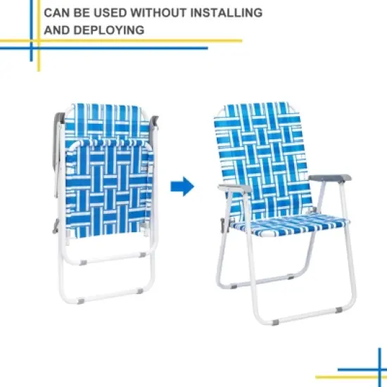 KTMBDW Patio Lawn Folding Chairs Set of 2, Outdoor Beach Portable Lawn Chair Camping Chair Beach Chair for Yard, Garden Dining, Blue image {4}