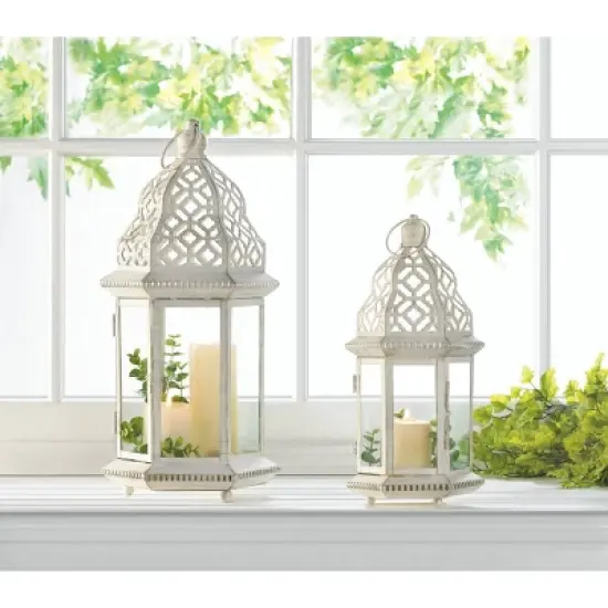 Iron Sublime Outdoor Lantern Distressed White - Zingz & Thingz image {4}
