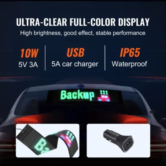 VEVOR Programmable Sign, P6 Full Color Scrolling Panel, DIY Custom Text Animation Pattern Display Board, Bluetooth APP Control, Black image {2}