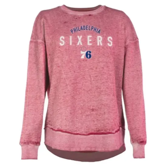 NBA Philadelphia 76ers Women's Burnout Crew Neck Fleece Sweatshirt image {4}