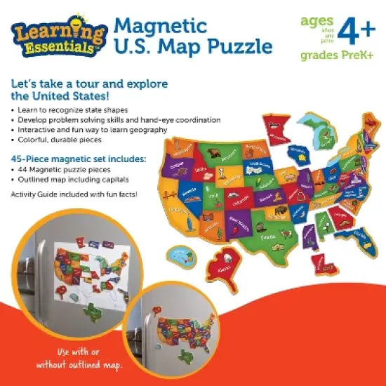 Learning Resources Magnetic U.S. Map Puzzle - 44pc: Educational Teaching Aid, Preschool-Kindergarten Grade, 44 Pieces image {5}