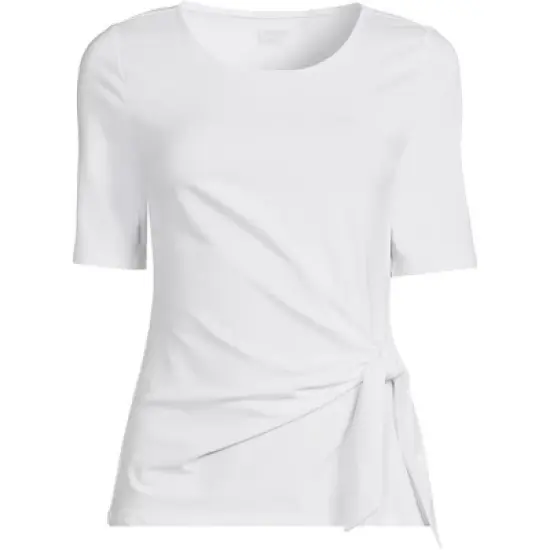 Lands' End Women's Elbow Sleeve Lightweight Jersey Tie Front Top image {5}