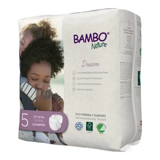 Bambo Nature Dream Baby Diapers - Eco-Friendly, Heavy Absorbency - Size 5, 27-40 lbs image {3}